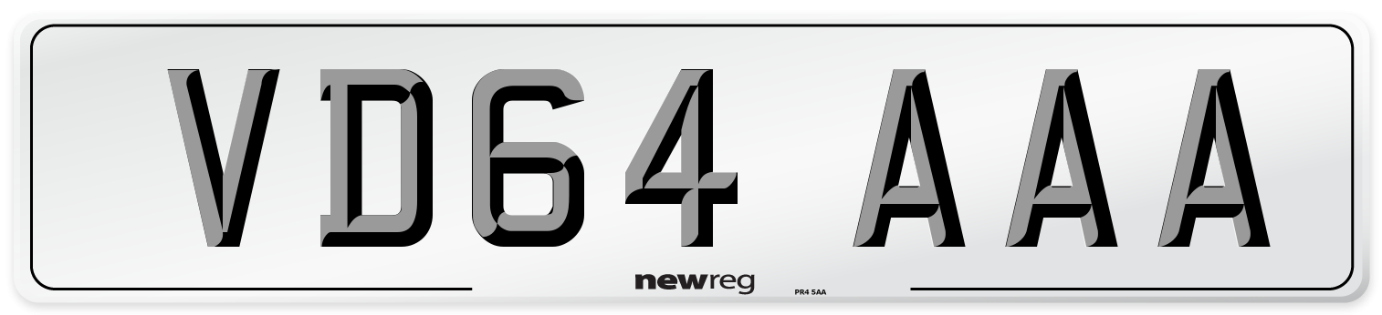 VD64 AAA Number Plate from New Reg